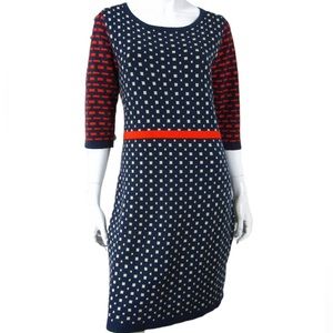 THML navy blue & red sheath sweater dress
